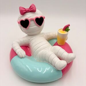 Mummy Girl Figurine Heart Float Sunglasses Pink Bow Summerween Halloween Decor